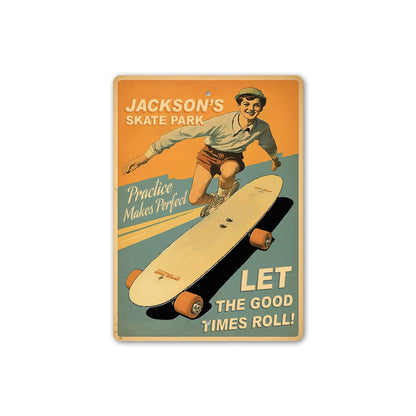 Retro Kid Skateboard Let The Good Times Roll Sign