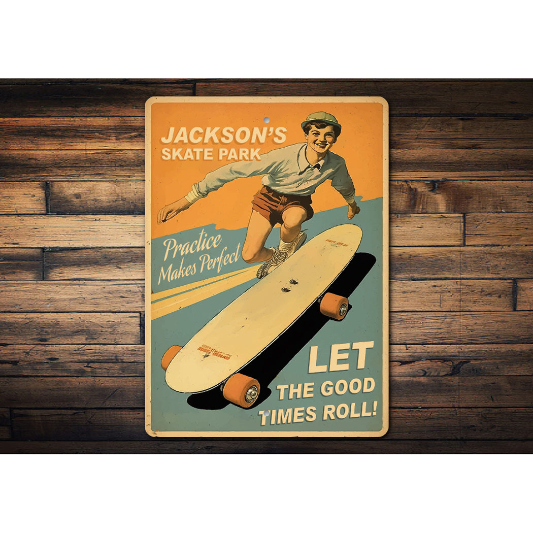 Retro Kid Skateboard Let The Good Times Roll Sign