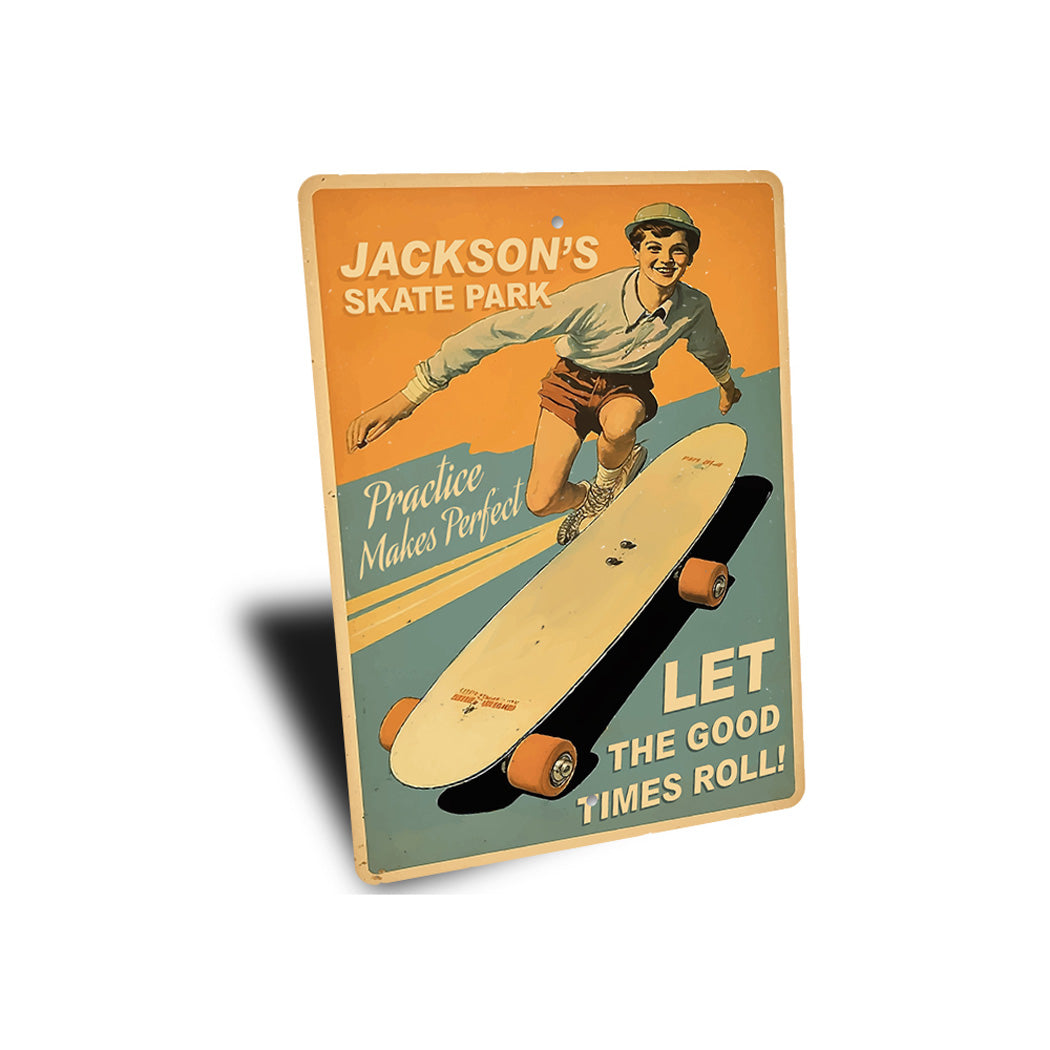 Retro Kid Skateboard Let The Good Times Roll Sign