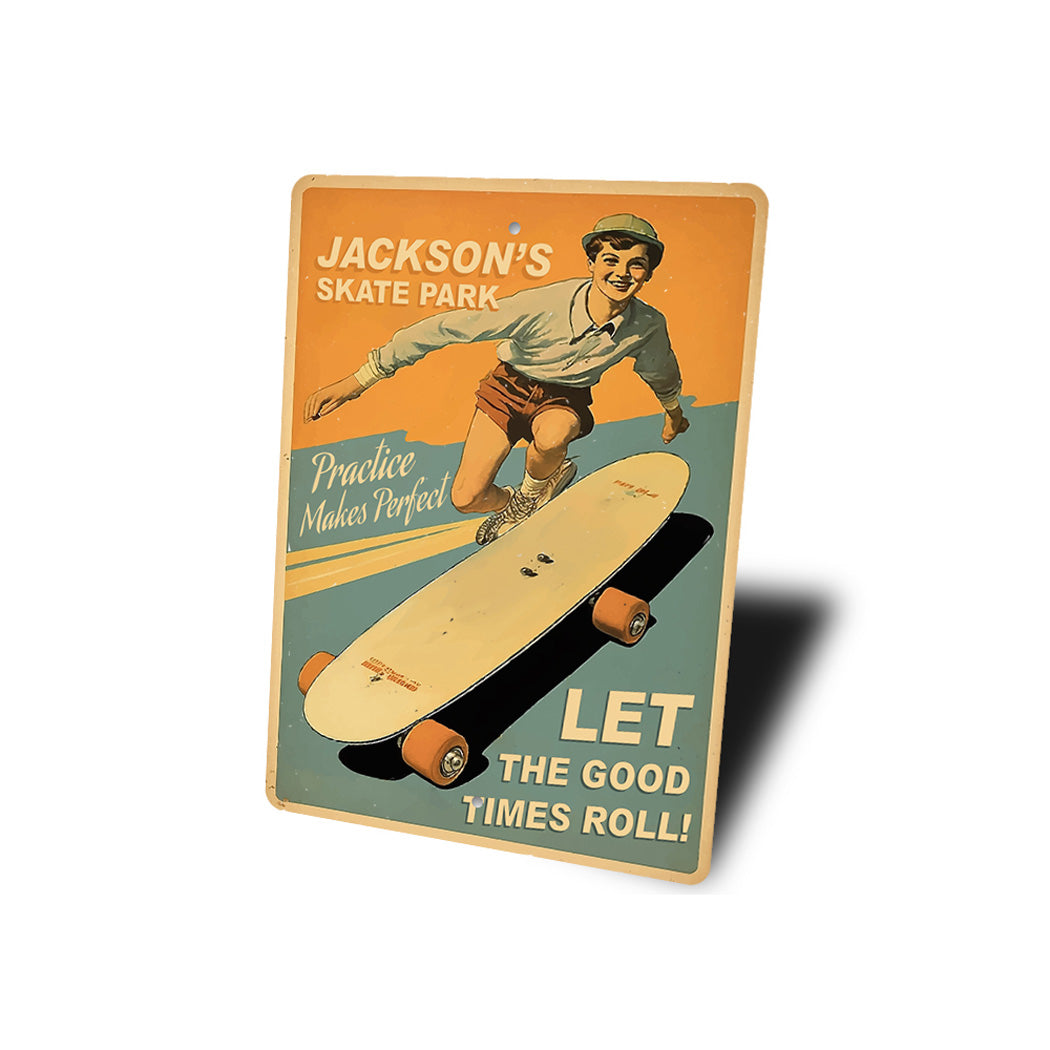 Retro Kid Skateboard Let The Good Times Roll Sign