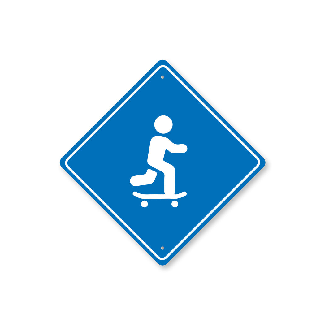 Skateboarder Crossing Diamond Sign