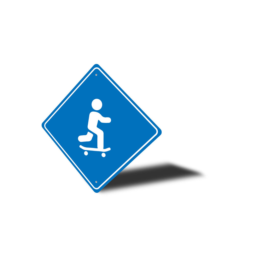 Skateboarder Crossing Diamond Sign