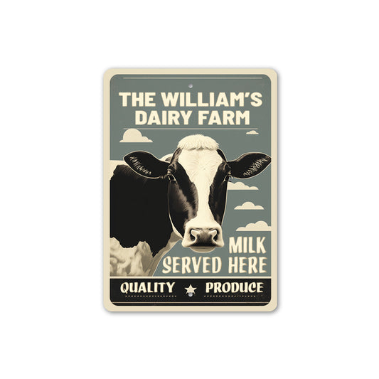 Personalized Family Name Dairy Farm Milk Server Here Sign