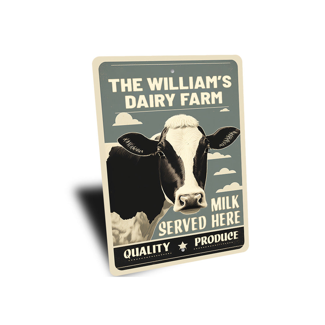 Personalized Family Name Dairy Farm Milk Server Here Sign