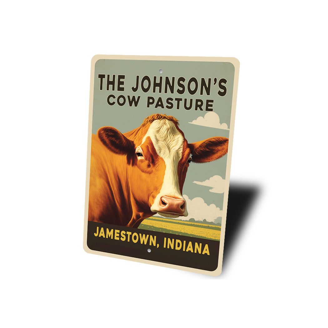 Personalized Family Name Cow Pasture Sign