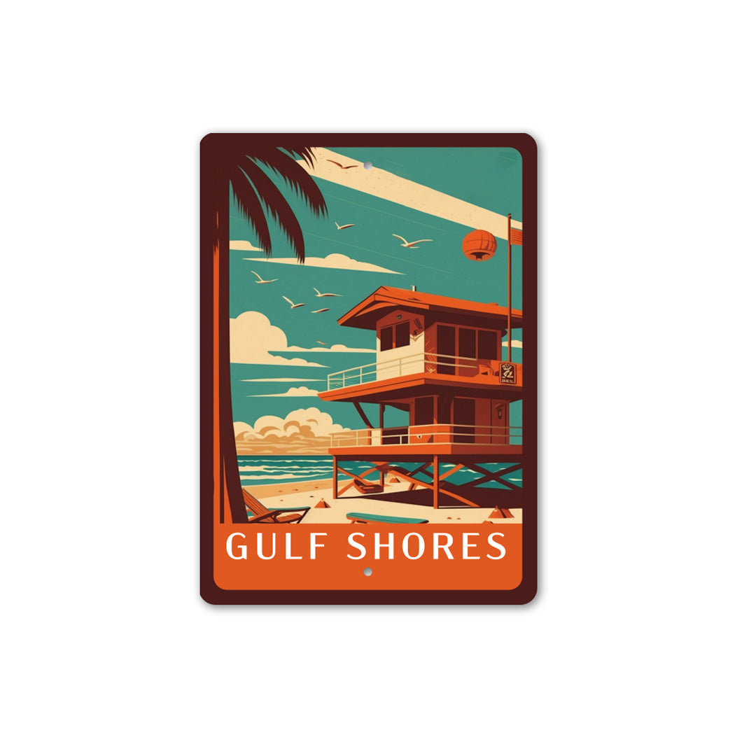 Retro Beach Poster Location Sign