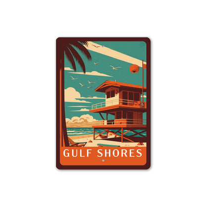 Retro Beach Poster Location Sign