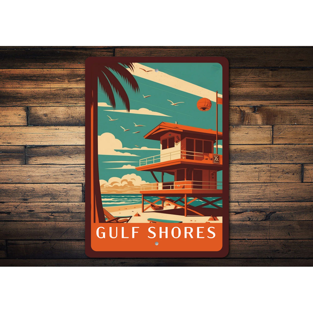 Retro Beach Poster Location Sign