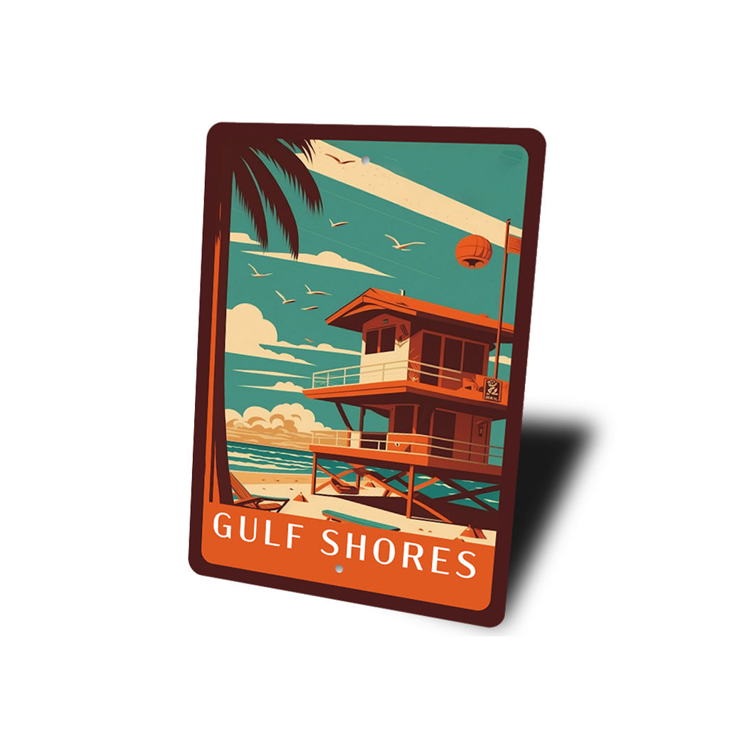 Retro Beach Poster Location Sign