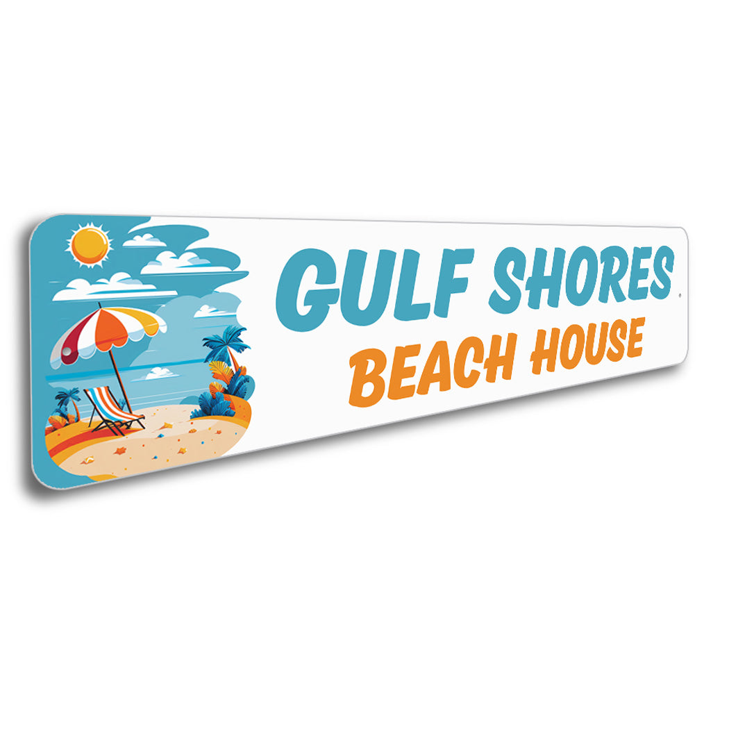 Gulf Shores Beach House Metal Sign