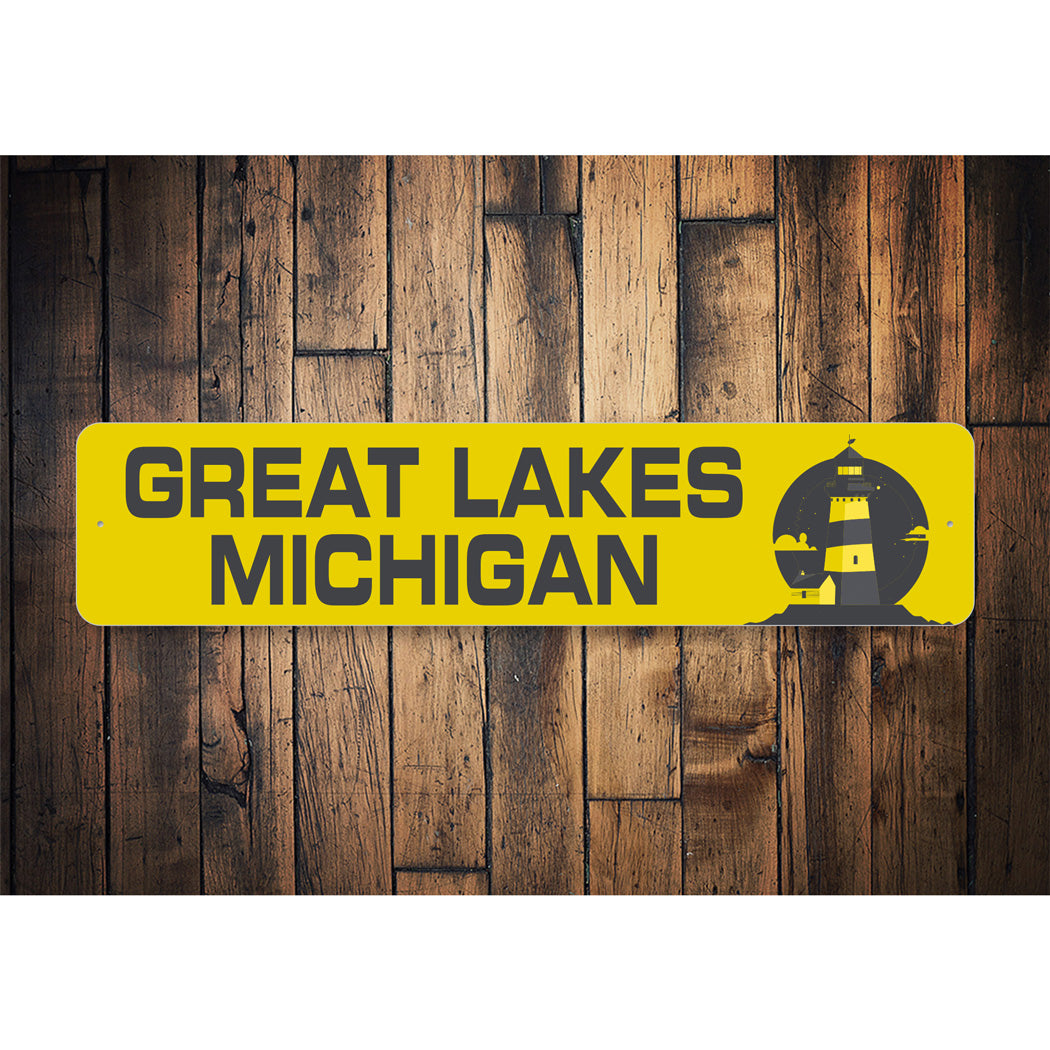 Great Lakes Michigan Custom Lake Name Sign