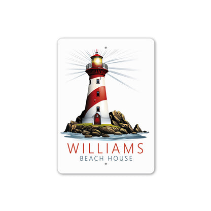 Custom Name Lighthouse Beach House Sign