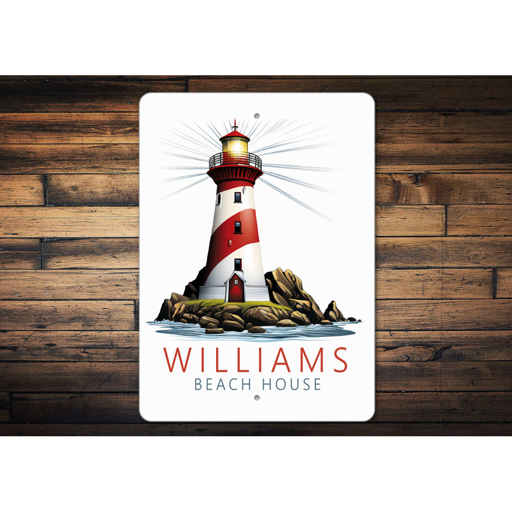 Custom Name Lighthouse Beach House Sign