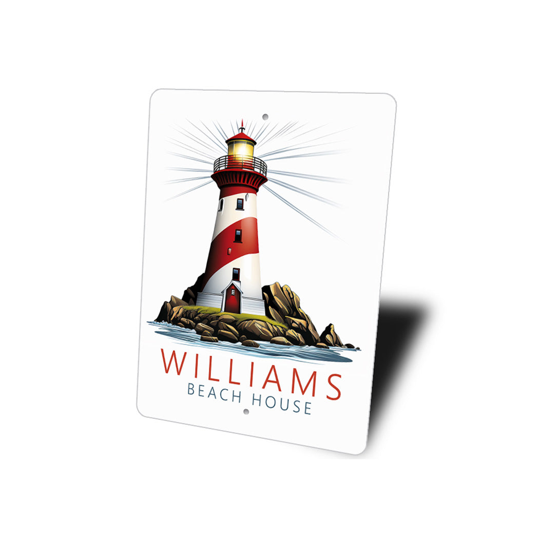 Custom Name Lighthouse Beach House Sign