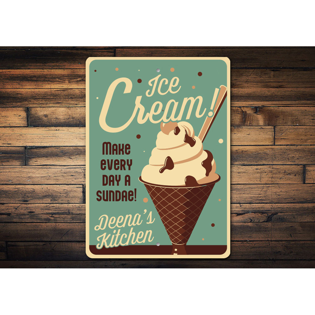 Custom Name Ice Cream Sundae Kitchen Name Sign