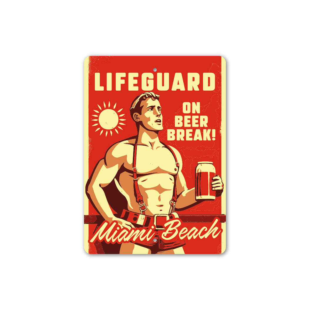 Lifeguard On Beer Break Custom Beach Name Sign