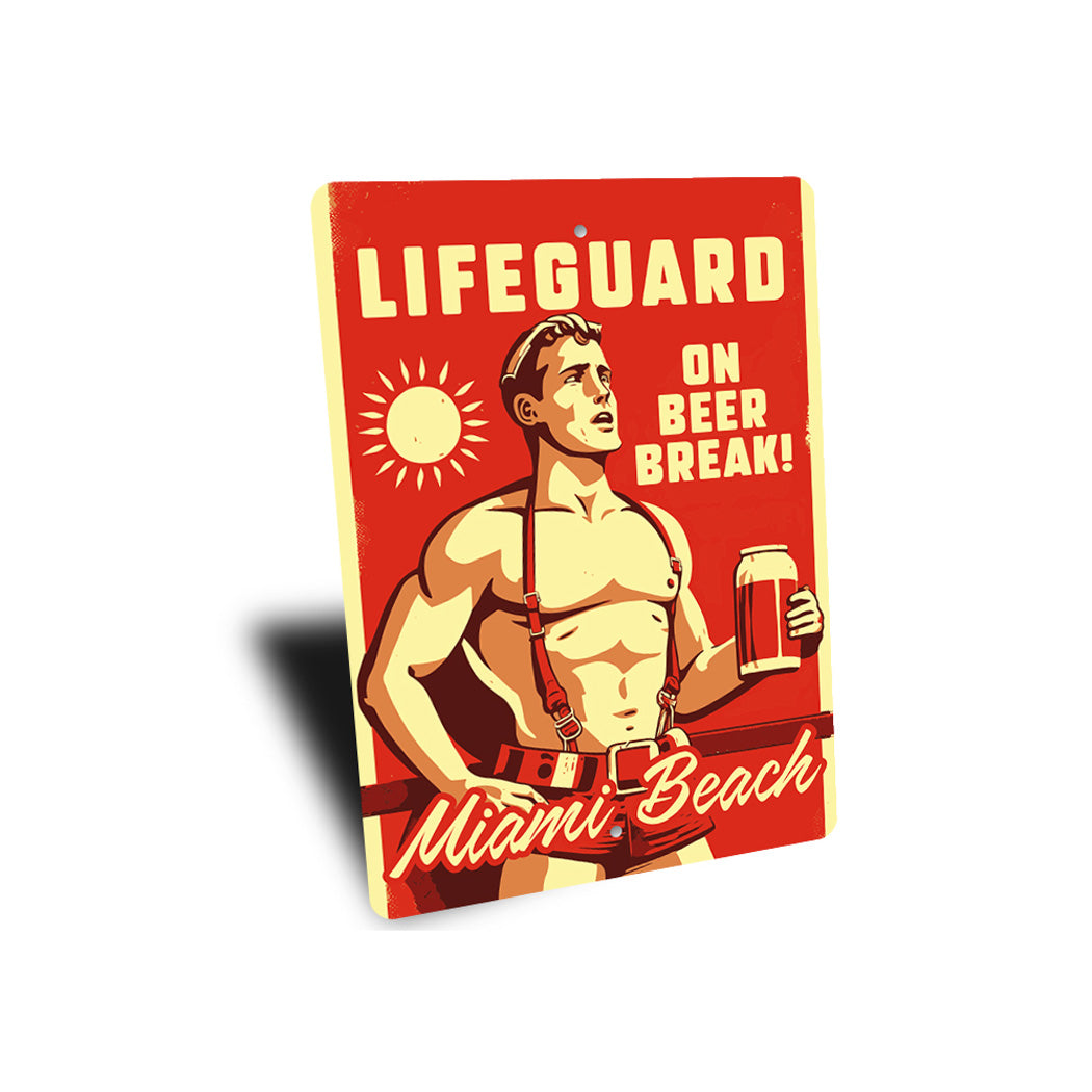 Lifeguard On Beer Break Custom Beach Name Sign