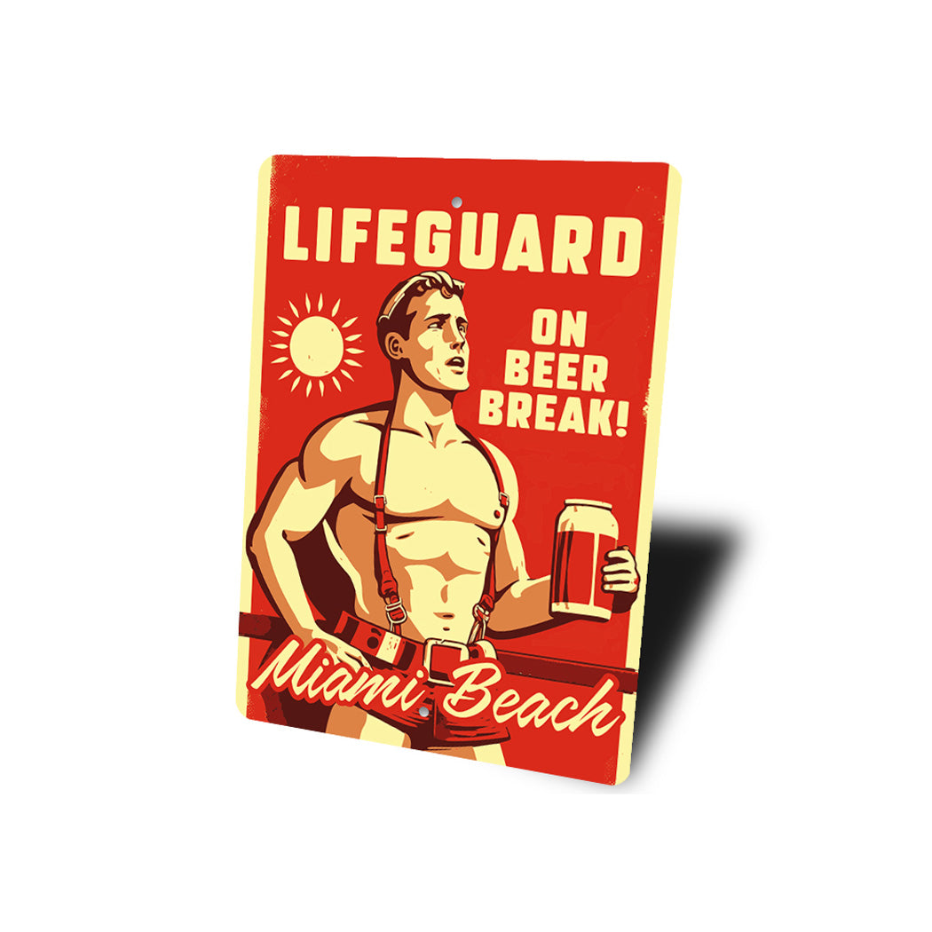 Lifeguard On Beer Break Custom Beach Name Sign