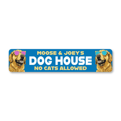 Custom Name Golden Retriever Dog No Cats Allowed Sign