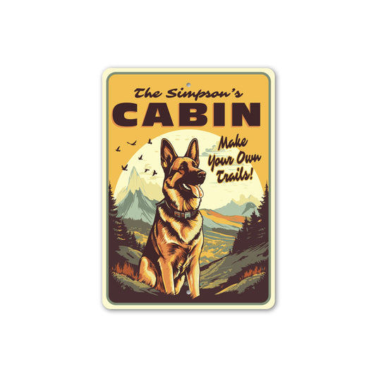 Custom Family Name Cabin German Shepherd Dog Sign