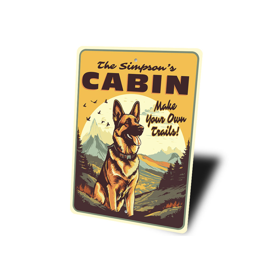 Custom Family Name Cabin German Shepherd Dog Sign
