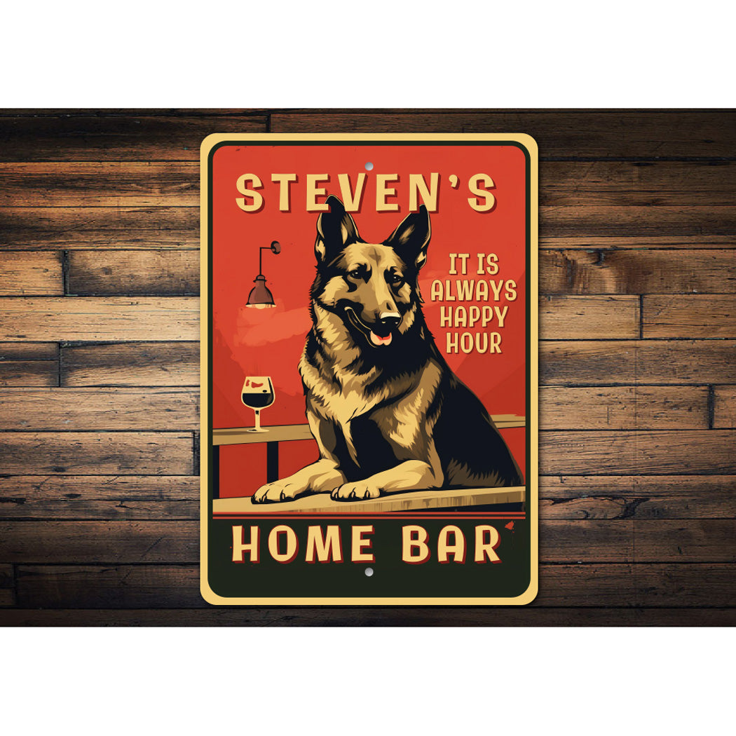 Custom Family Name German Shepherd Home Bar Sign