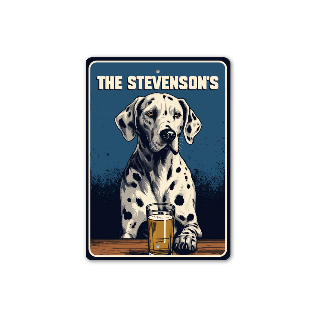 Personalized Family Name Dalmatian Home Bar Sign