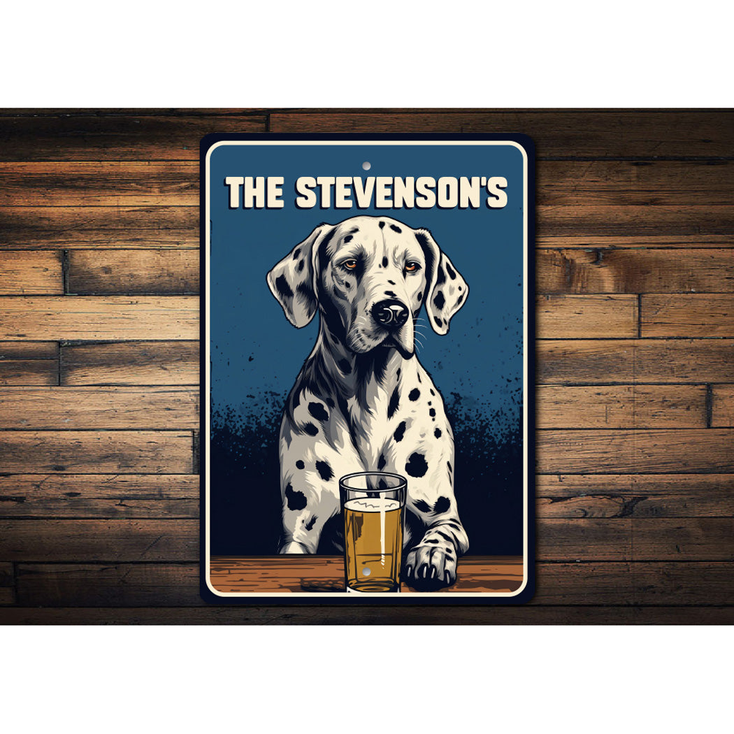 Personalized Family Name Dalmatian Home Bar Sign