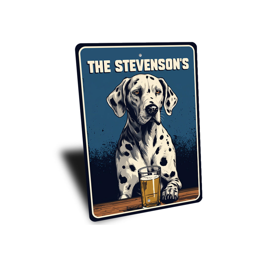 Personalized Family Name Dalmatian Home Bar Sign