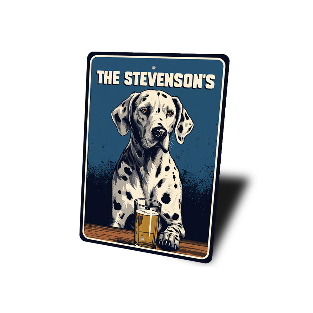 Personalized Family Name Dalmatian Home Bar Sign