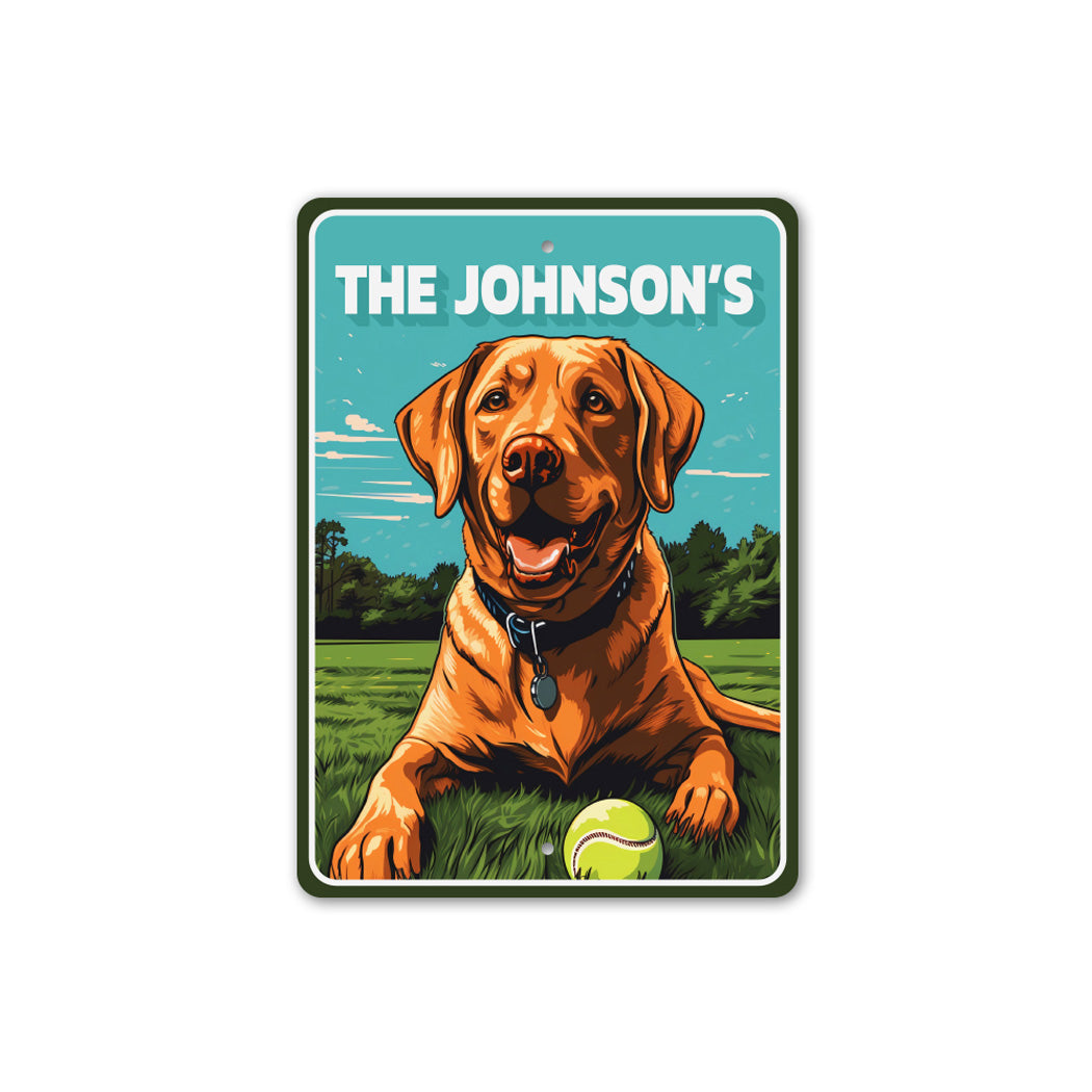 Custom Family Name Labrador Retriever Fetch Sign