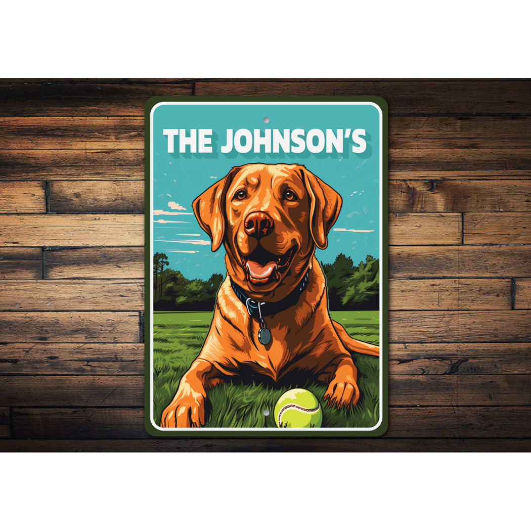 Custom Family Name Labrador Retriever Fetch Sign