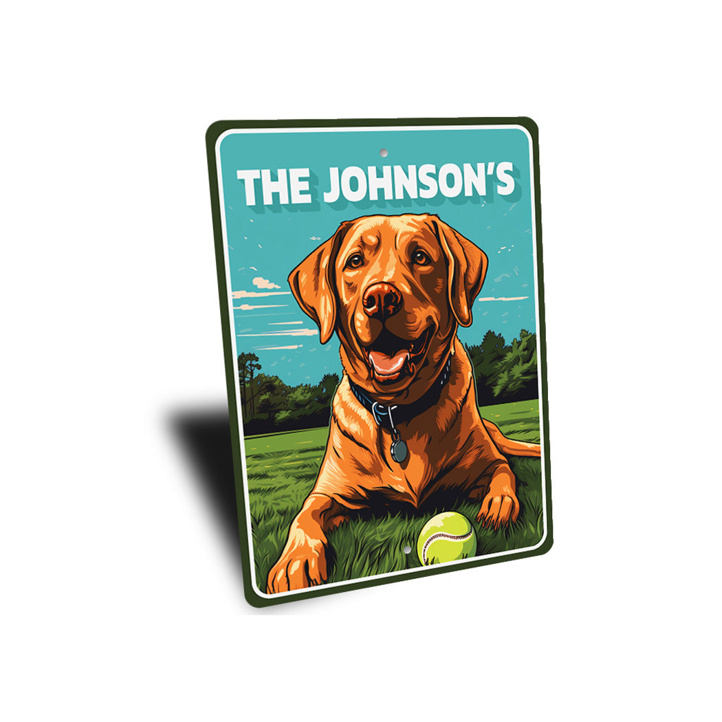 Custom Family Name Labrador Retriever Fetch Sign