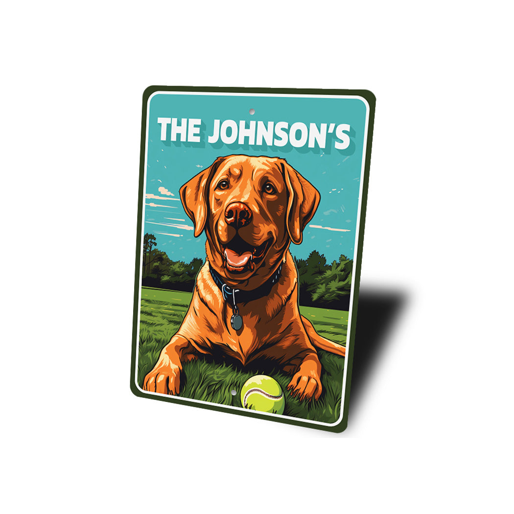 Custom Family Name Labrador Retriever Fetch Sign