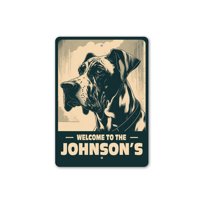 Personalized Family Name Great Dane Welcome Sign