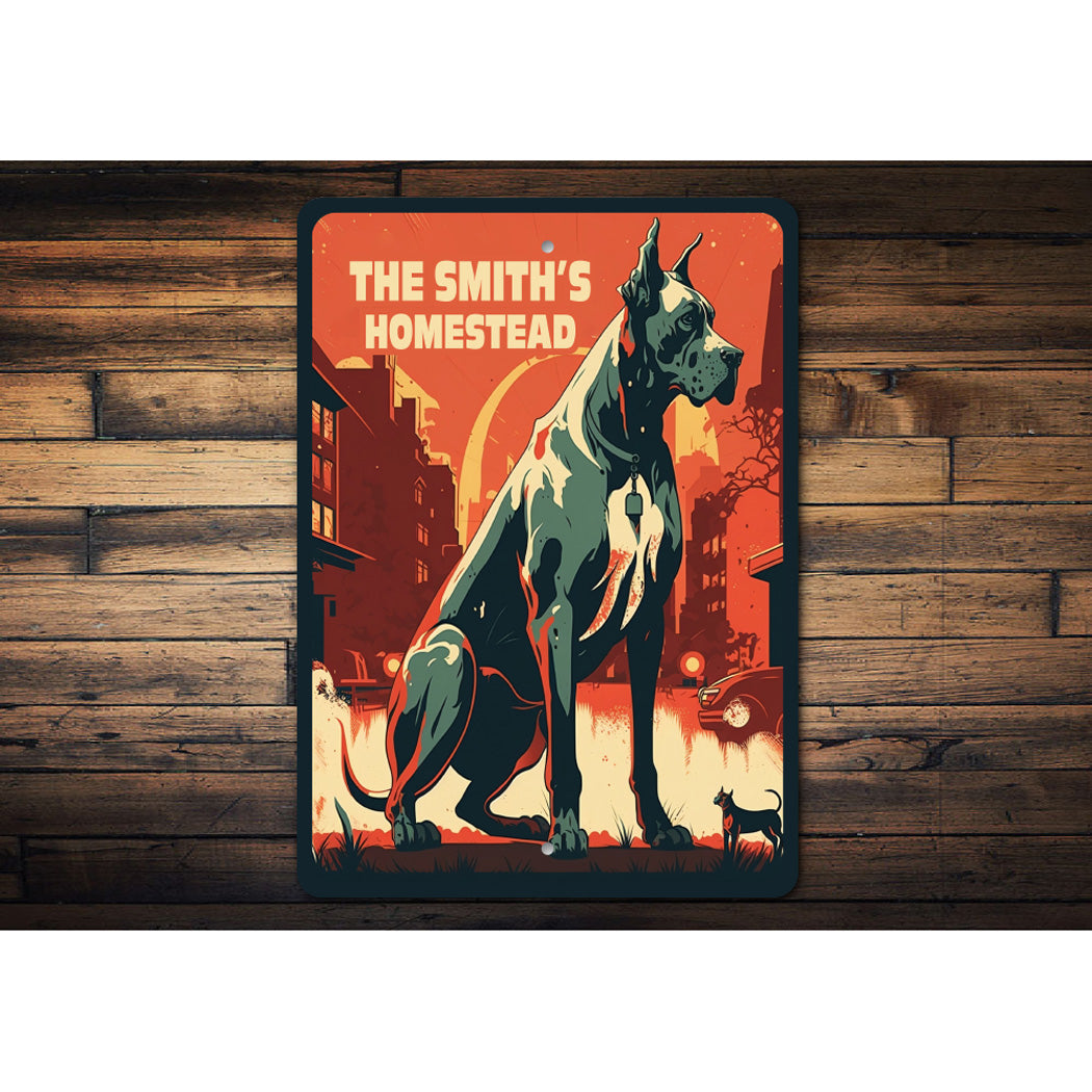 Custom Family Homestead Great Dane K9 Dog Sign