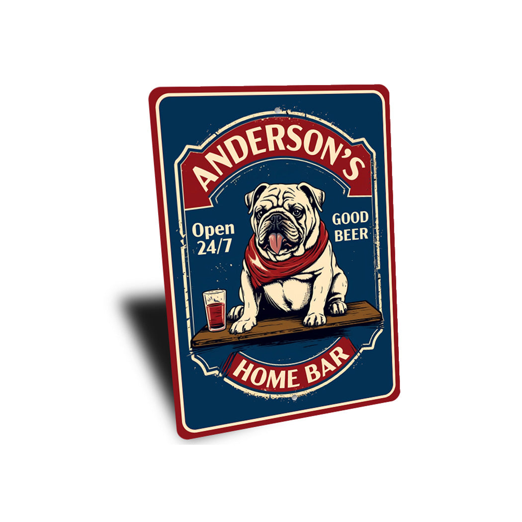 Personalized Family Bulldog Home Bar Sign
