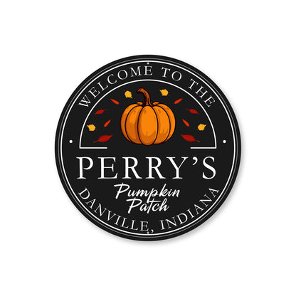 Custom Welcome To Family Pumpkin Patch Round Sign