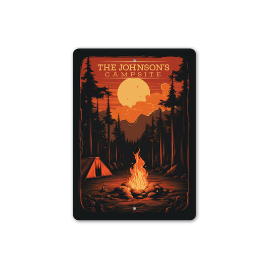 Personalized Family Campsite Campfire Sign