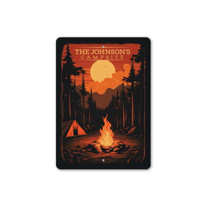 Personalized Family Campsite Campfire Sign