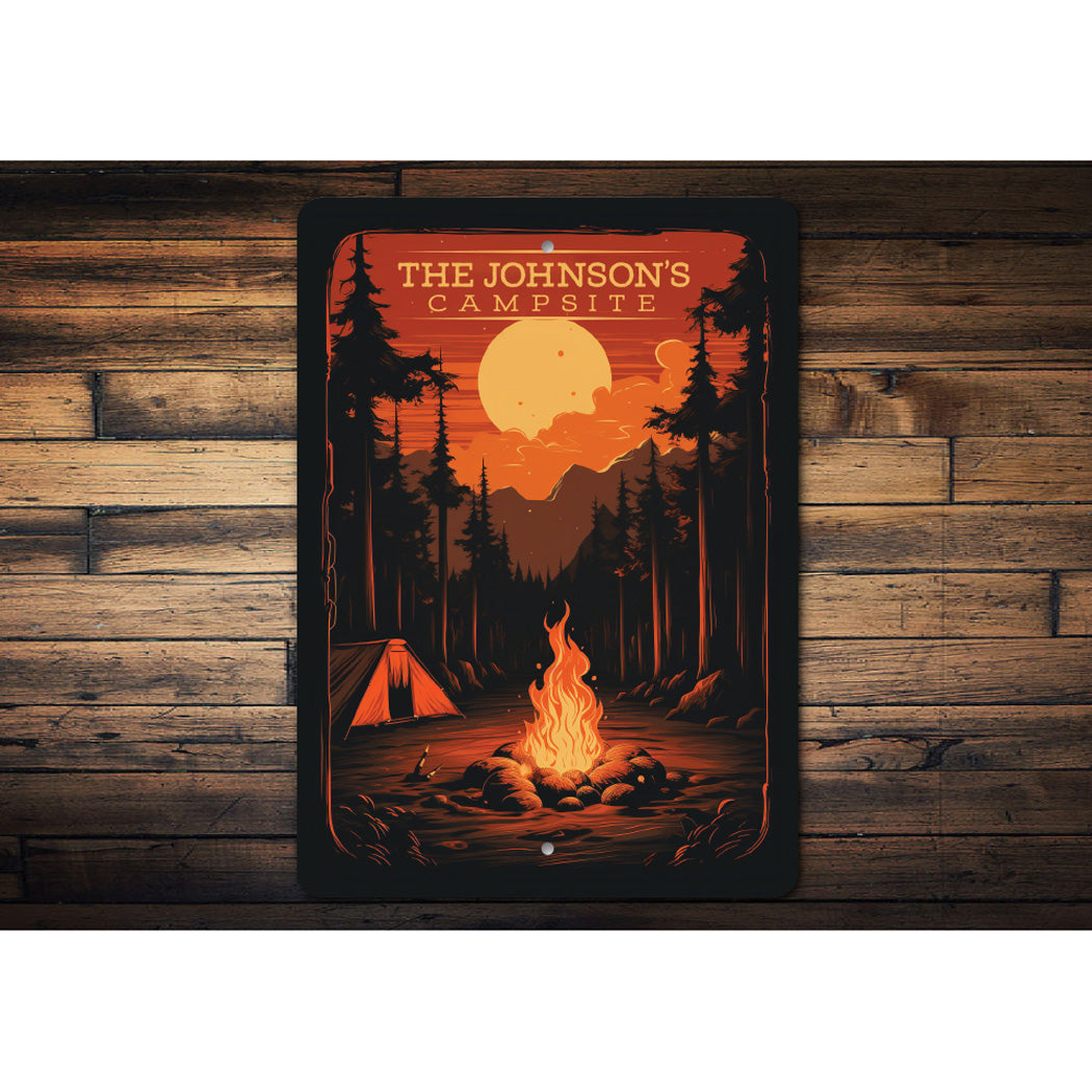 Personalized Family Campsite Campfire Sign