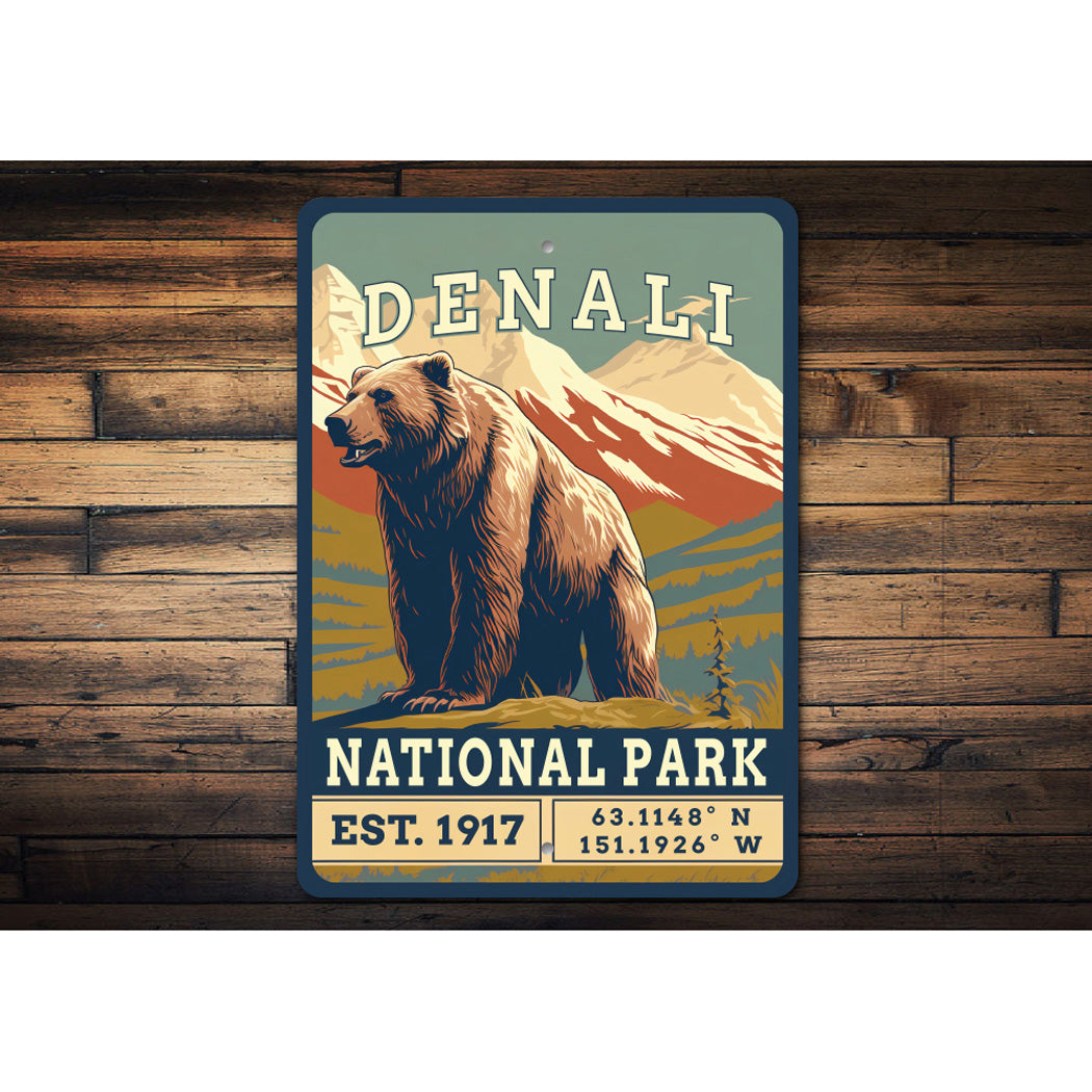 Denali Alaska National Park Est 1917 Sign