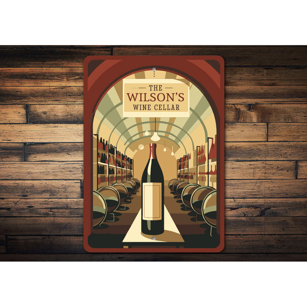 Family Name Wine Cellar Wine Bottle Sign