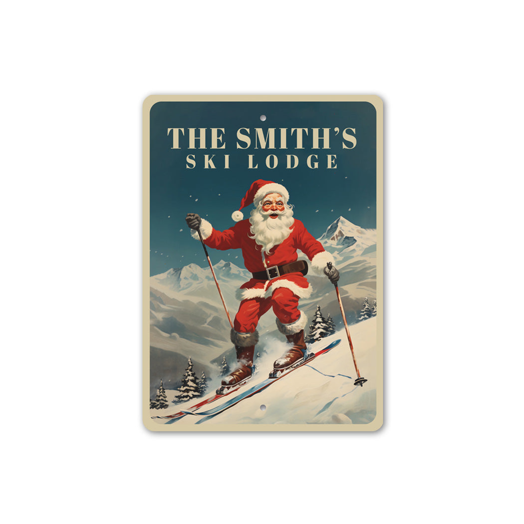 Personalized Santas Skiing Lodge Sign