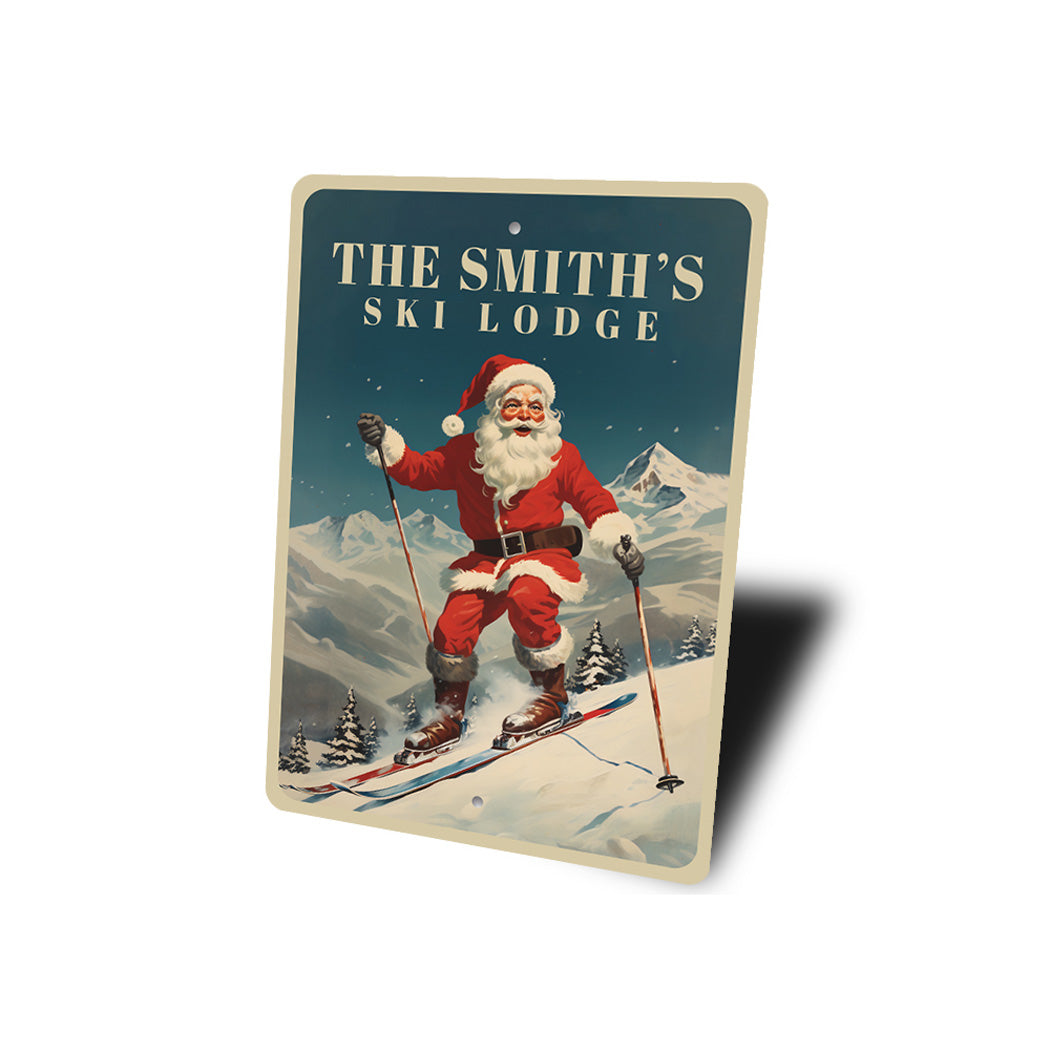 Personalized Santas Skiing Lodge Sign
