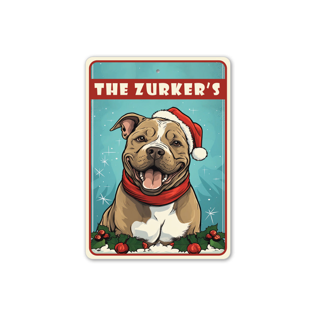 Personalized Pitbull Christmas Welcome Sign