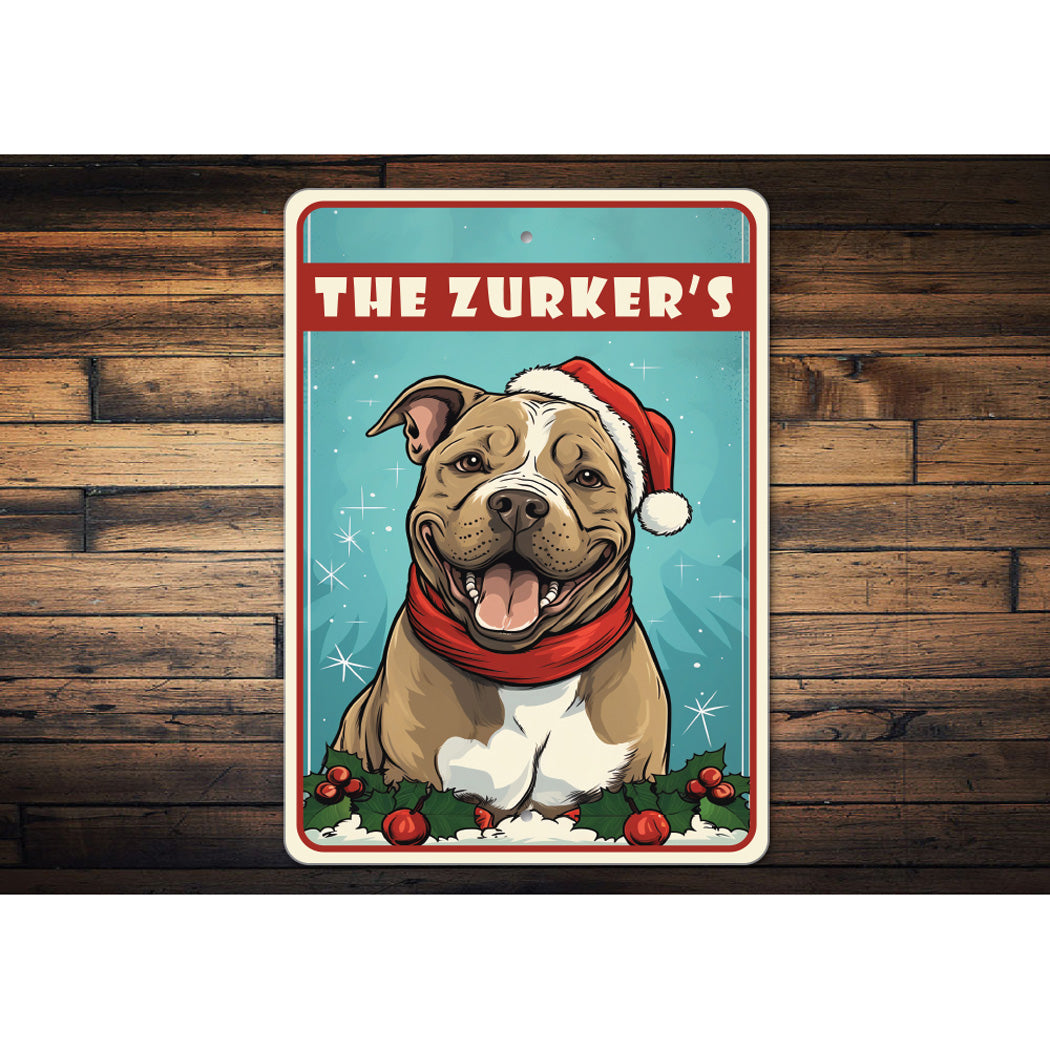 Personalized Pitbull Christmas Welcome Sign