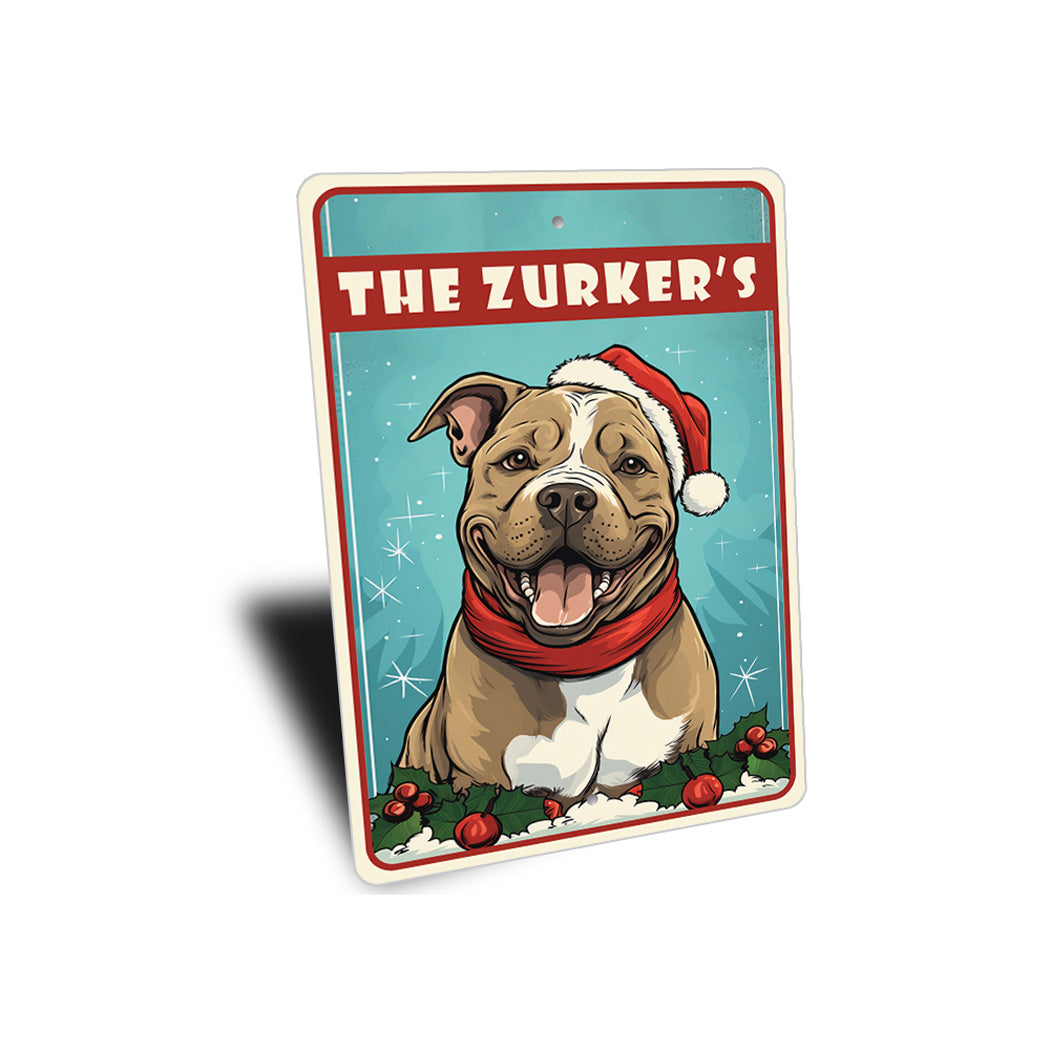 Personalized Pitbull Christmas Welcome Sign