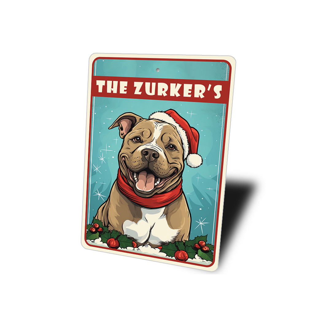 Personalized Pitbull Christmas Welcome Sign