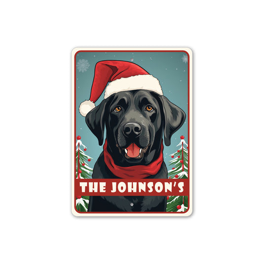 Personalized Black Labrador Christmas Welcome Sign